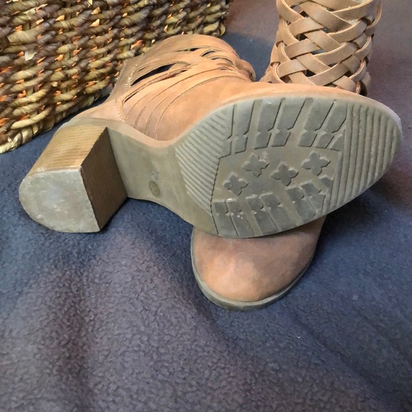 Faux Leather Strappy Heeled Ankle Boots - Picture 3 of 5